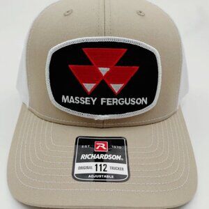 Beige And White Massey Ferguson Richardson 112 Snap Back Hat Cap